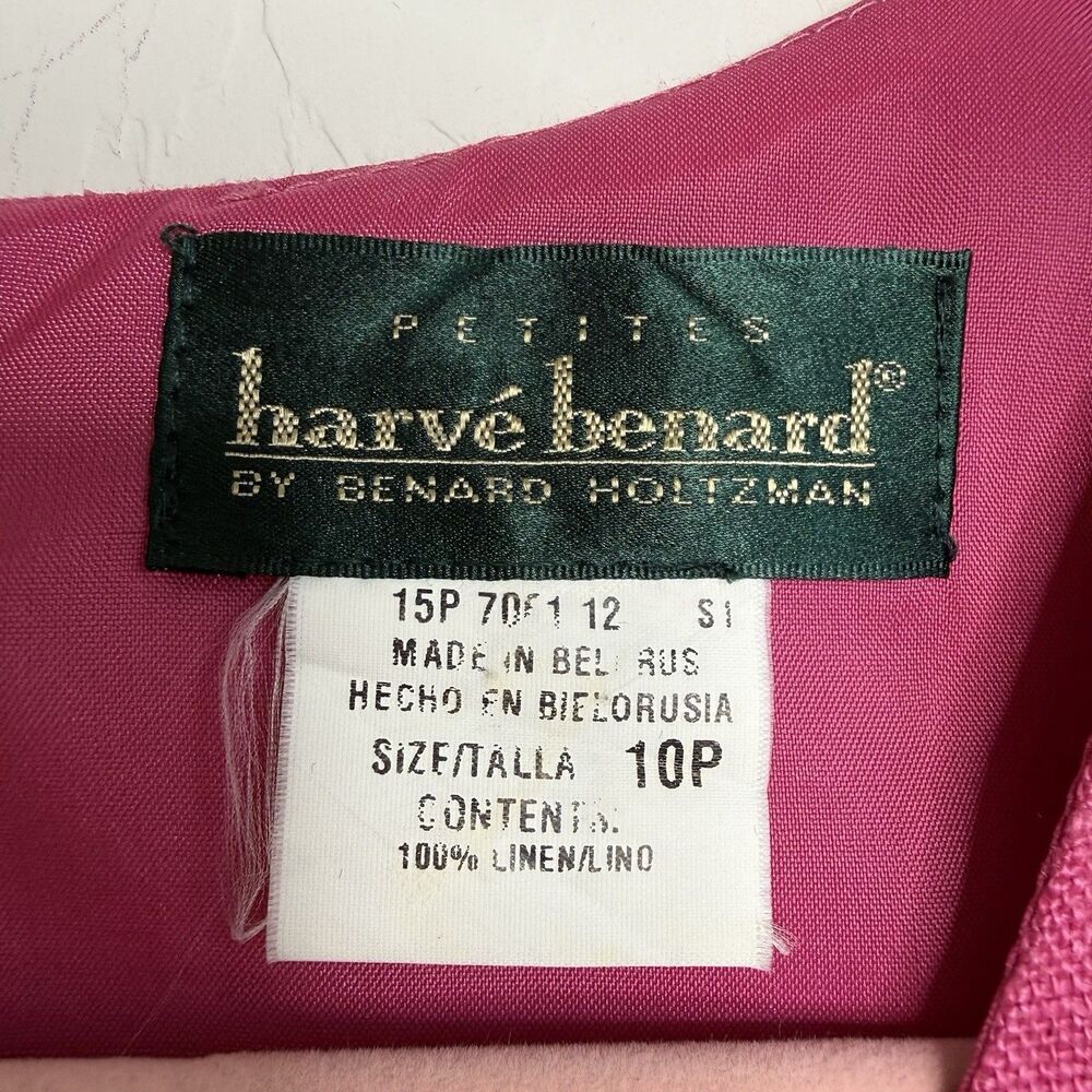 Harve Bernard Vintage Sz 10P Pure Linen Pink Structured Crop Tank Top Barbiecore - Picture 5 of 11